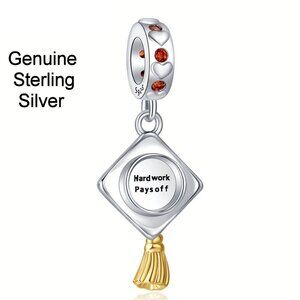 Sterling Silver Diploma Graduation Charm Diploma w/ Book